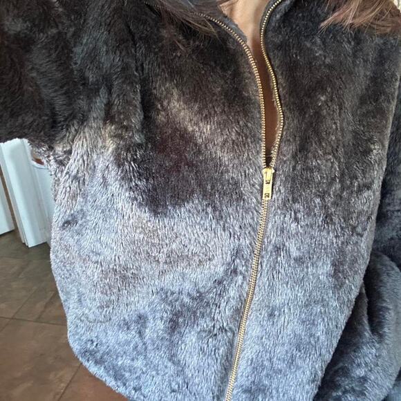 Blair Women's Large Jacket Black Faux Fur Vintage Zip-Up - Picture 1 of 2